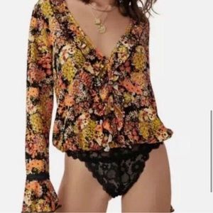 Free People Intimately Heat Wave Ruffle & Lace Body Suit